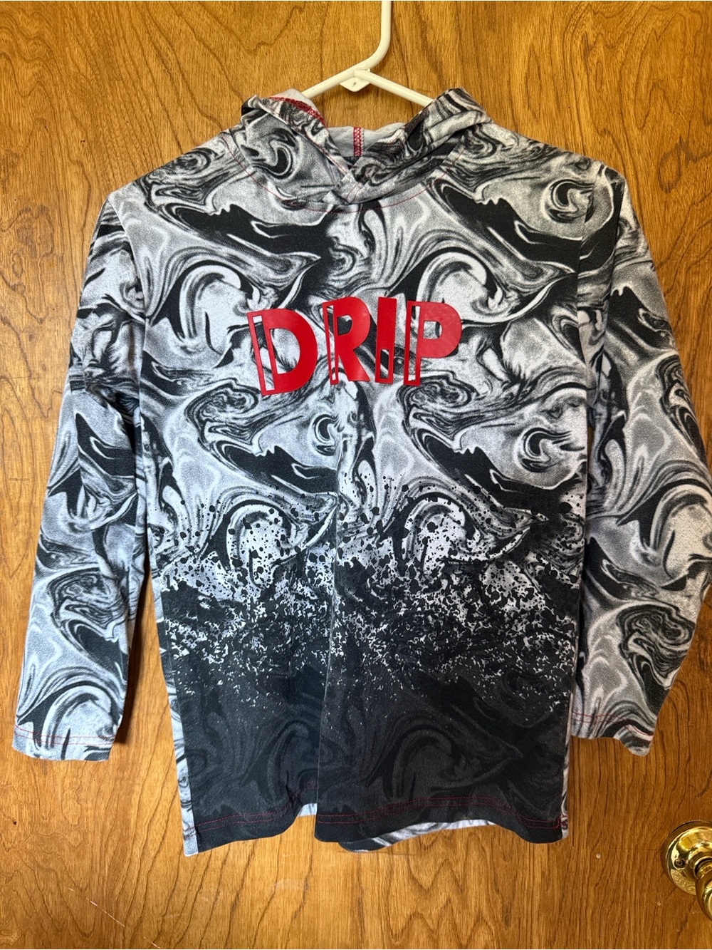 Kids 'DRIP' Black & White Marble Hoodie